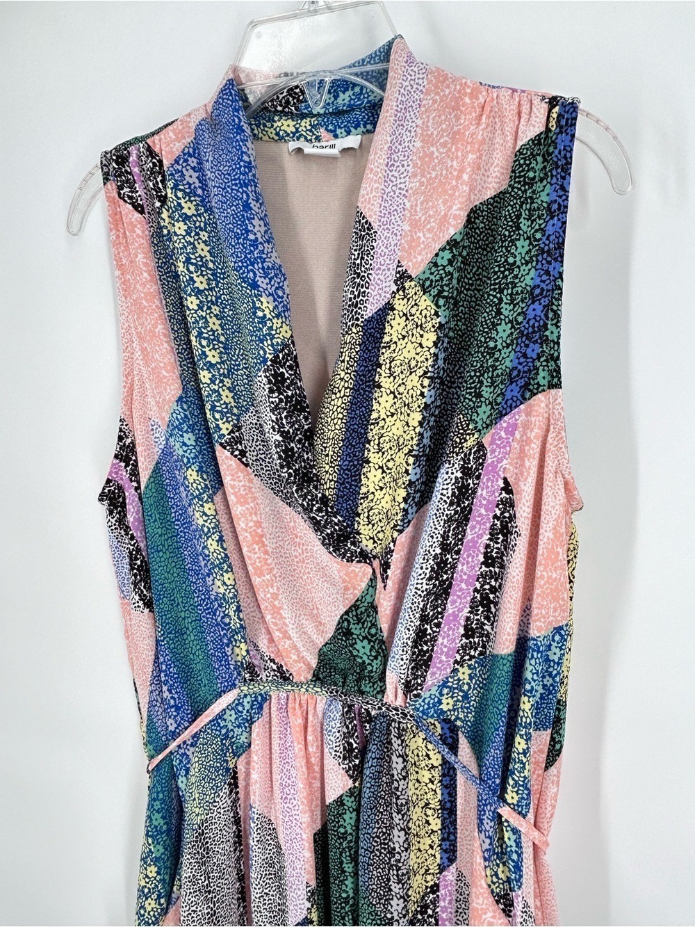 Bar III Floral Patchwork V-Neck Dress Large - Picture 4 of 13
